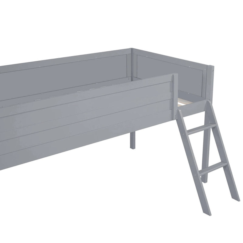 Cama alta de madera Twin con escritorio LED