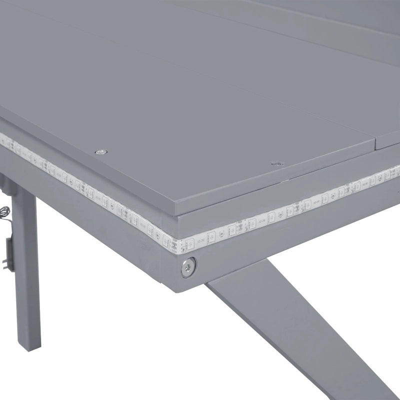 Cama alta de madera Twin con escritorio LED