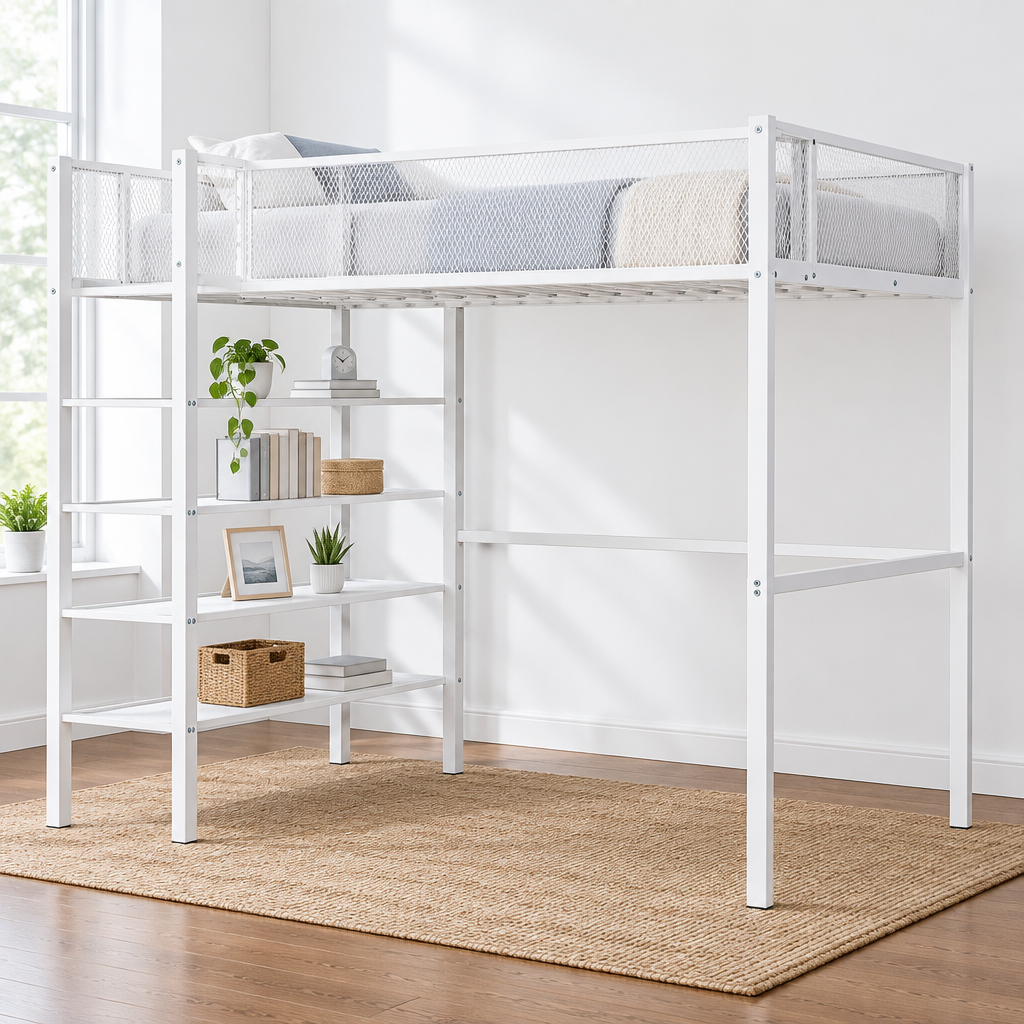 Cama alta de metal de tamaño Twin