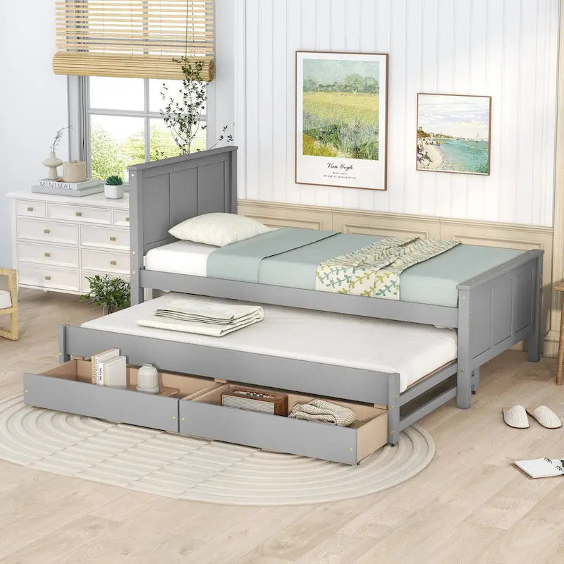 Platform Bed with Trundle and Drawers