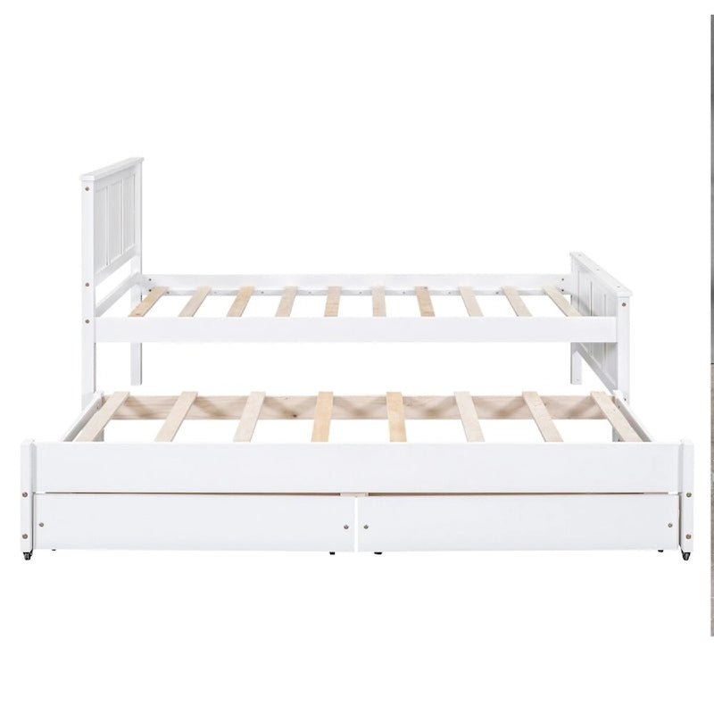 Cama con plataforma, cama nido y cajones