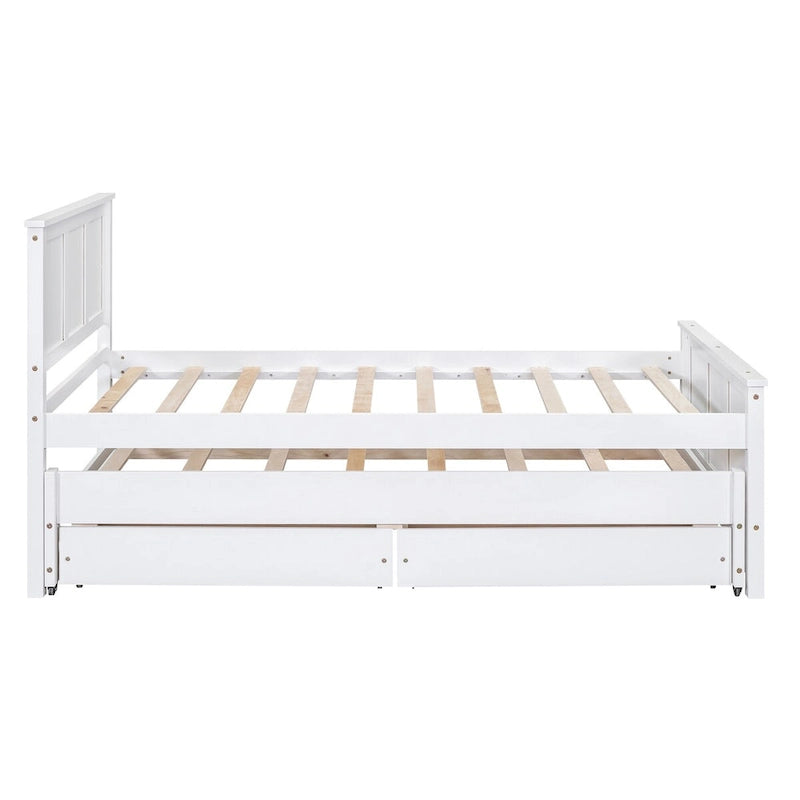 Cama con plataforma, cama nido y cajones