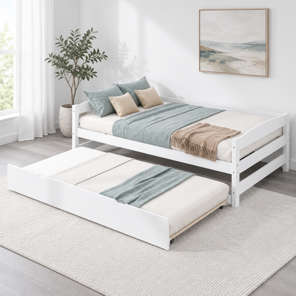Podestbett in Twin-Größe mit ausziehbarem Bett in Twin-Größe