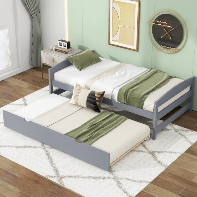 Cama con plataforma de tamaño Twin con cama nido de tamaño Twin