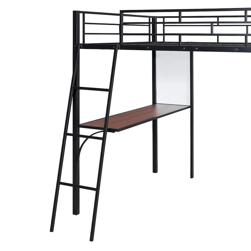 Letto a soppalco in metallo singolo con scrivania integrata