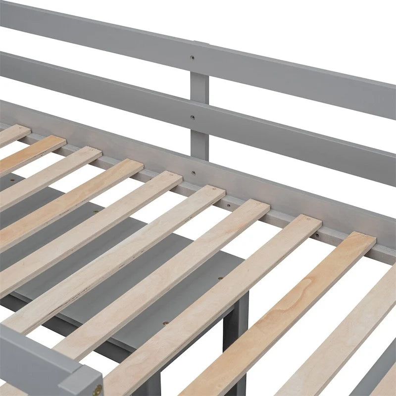 Lit mezzanine 1 place en bois avec bureau escamotable et 4 tiroirs