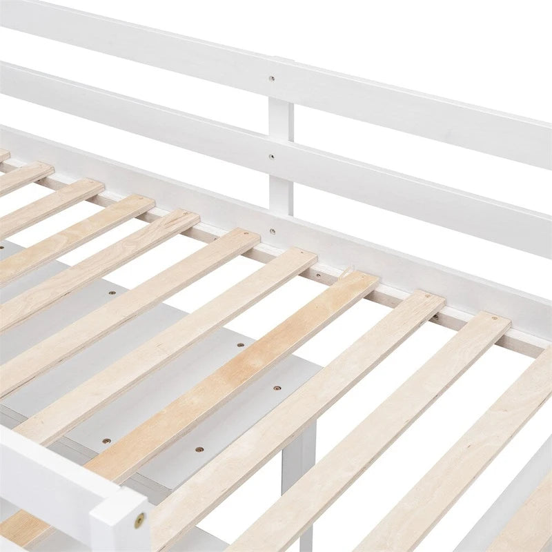 Lit mezzanine 1 place en bois avec bureau escamotable et 4 tiroirs