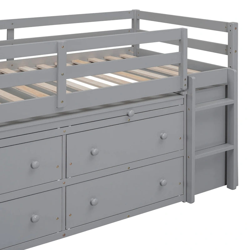 Hochbett in Twin-Größe mit ausziehbarem Schreibtisch und 4 Schubladen