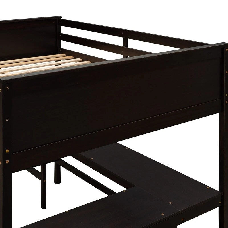 Cama alta tamaño Full con estantes y escritorio