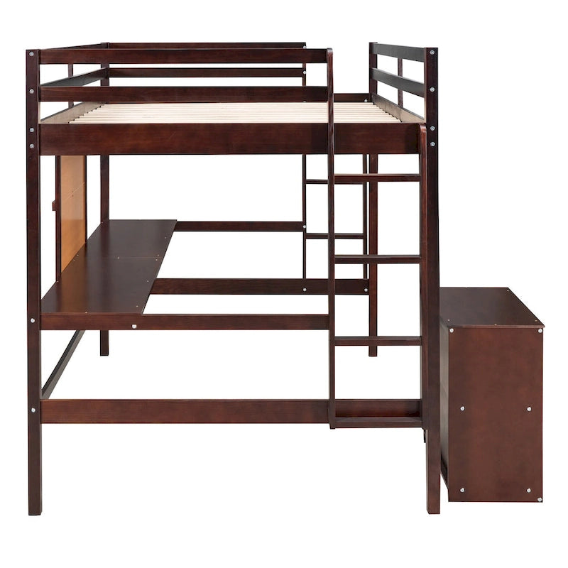 Hochbett in Full-Größe mit Schreibtisch und Schreibtafel