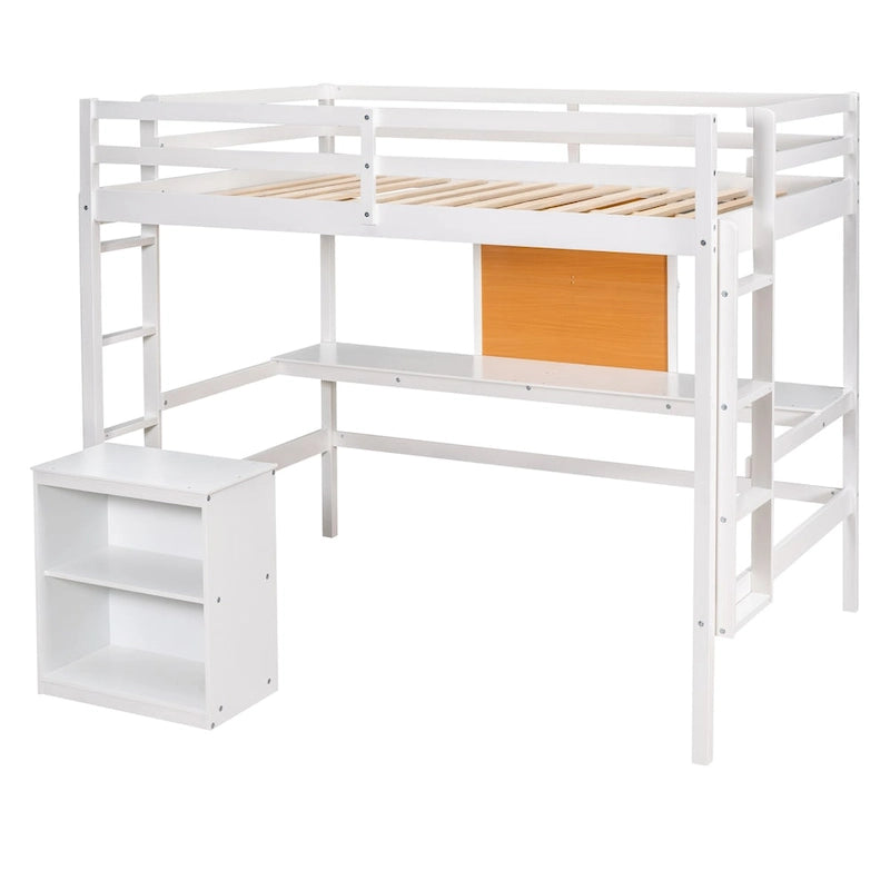 Hochbett in Full-Größe mit Schreibtisch und Schreibtafel