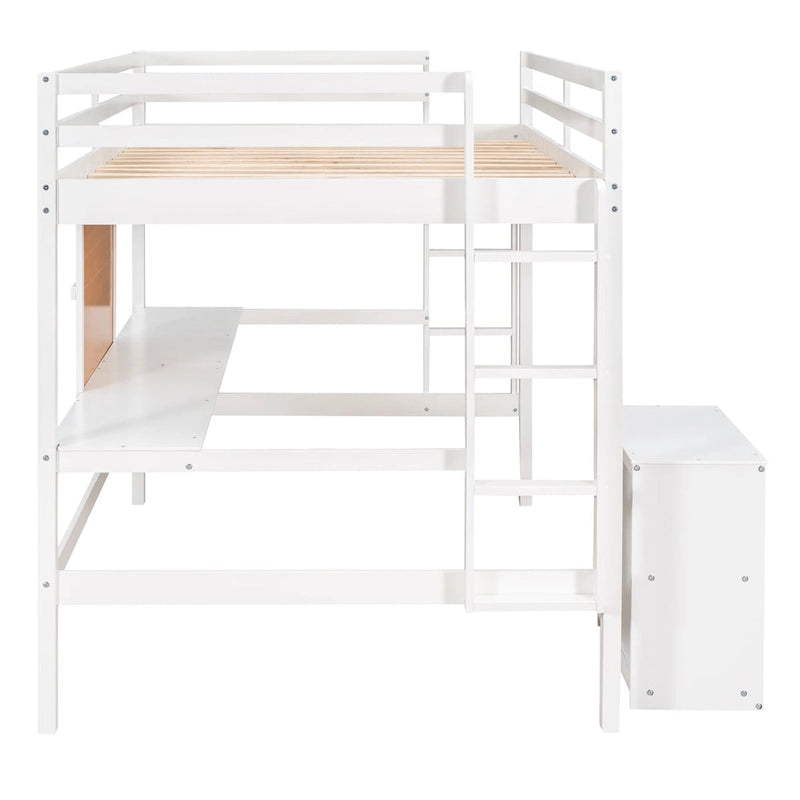 Hochbett in Full-Größe mit Schreibtisch und Schreibtafel
