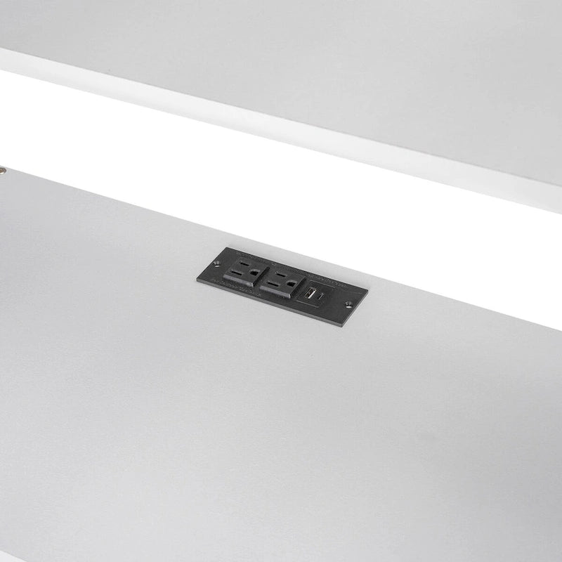 Hochbett in Einzelbettgröße/voller Größe mit Schreibtisch mit mehreren Aufbewahrungsmöglichkeiten, LED-Licht und Nachttablett, Ladestation, Weiß